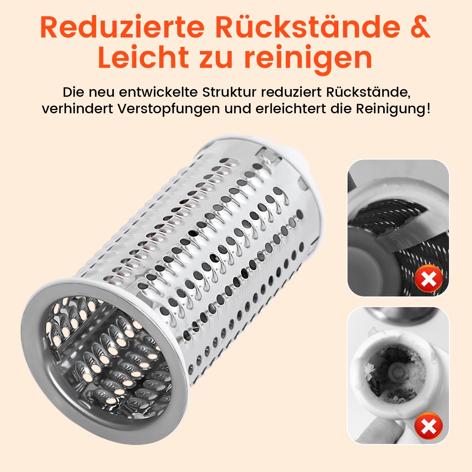 Parmesanreibe, Classic Käsereibe mit Kurbel, 2-in-1 Rotierende Rotary Käsereibe mit 2 Edelstahltrommel für müheloses Reiben von Hartkäse, Schokolade, Nüssen und vielem mehr. Spülmaschinenfest