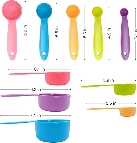 Miniatura 4 de Veeanve - Juego completo de tazas y cucharas medidoras - Kit completo de medición de cocinacocina - 3 tazas medidoras líquidas, 5 cucharas