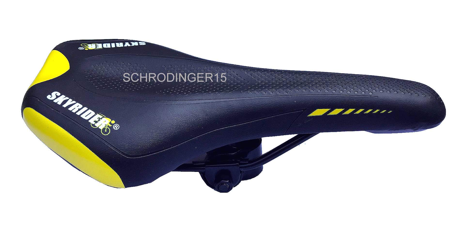 Schrodinger15 70066 Bicycle Cycle Bike Synthetic Leather Saddle Seat Mountain MTB Road (Black, Yellow)