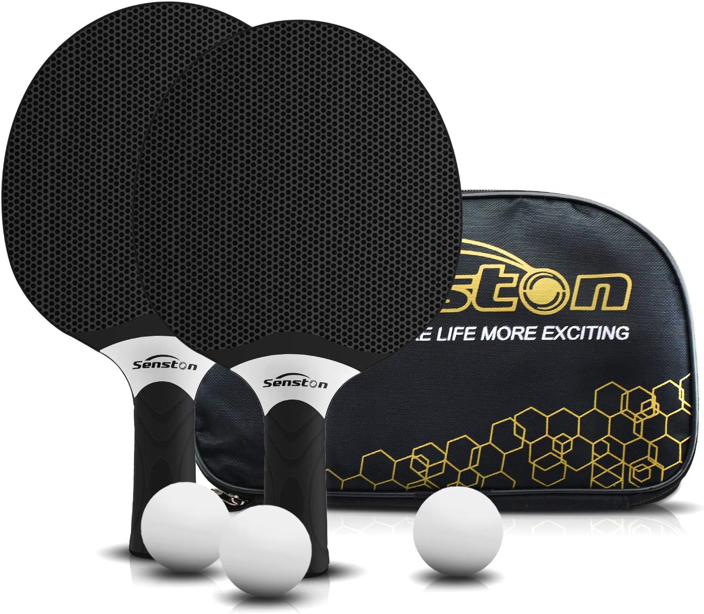 Table Tennis Rackets Set, Professional Table Tennis Racket with 3 Balls, Composite Rubber Ping Pong Paddle Set