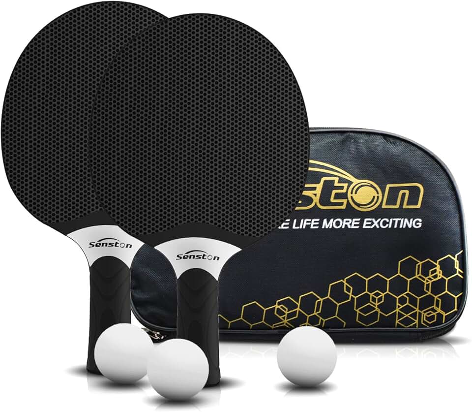 Senston Conjunto de raquetes de tênis de mesa, raquete profissional de tênis de mesa com 3 bolas, conjunto de raquete de pingue-pongue de borracha composta