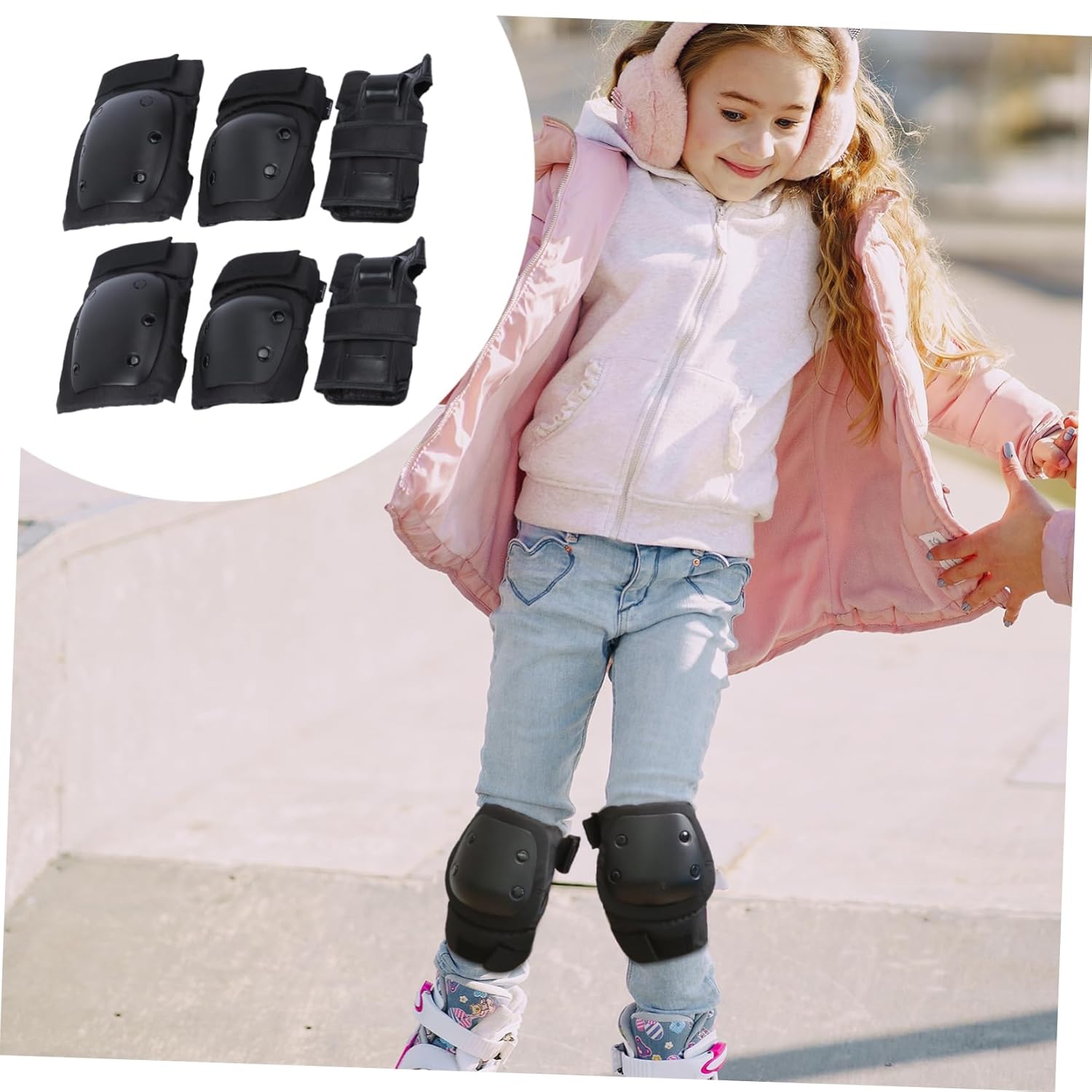 6pcs Skating Protective Gear Set Elbow Guard Wrist Guards for Boys and Girls Adults Material