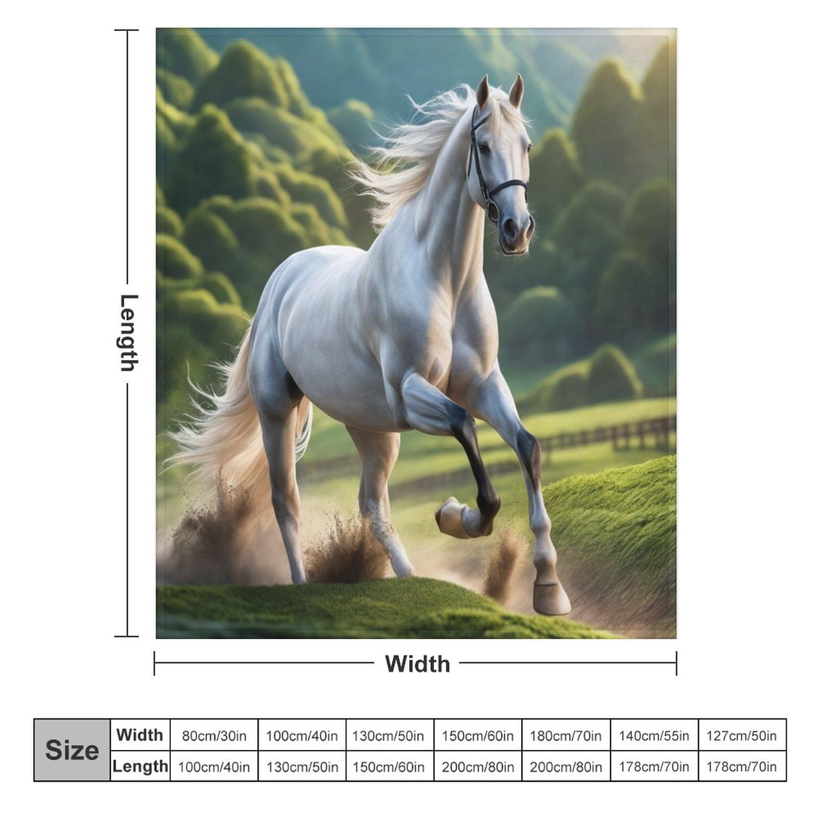 Premium Wohndecke - Pferd Decke Flannel - Extra Weiche TV- Decke Vier Jahreszeiten Wohndecke Dicke Couchdecke Für Bett/Sofa （180×200cm）