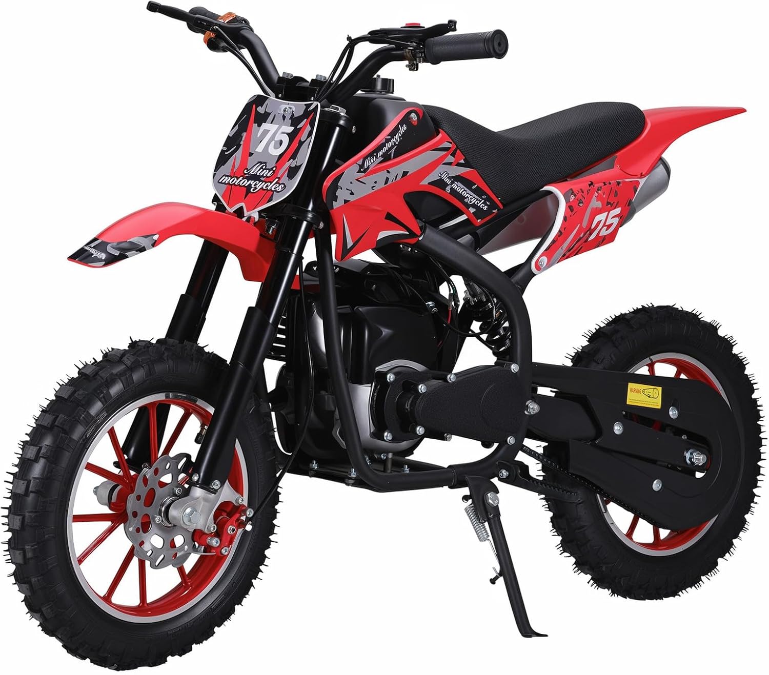 49cc 4-Stroke Kids Dirt Bike, Gas Powered Off-Road Motorcycle with Dual Disc Brakes & Shock Absorbers - 40MPH Max Speed Youth Motocross Bike for Ages 8-14 with Soft Seat (Red)