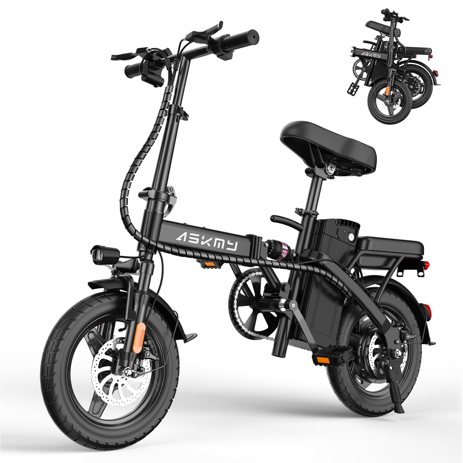 Folding Electric Bike for Adults and Teens, 14" E Bike for Daily Commuting