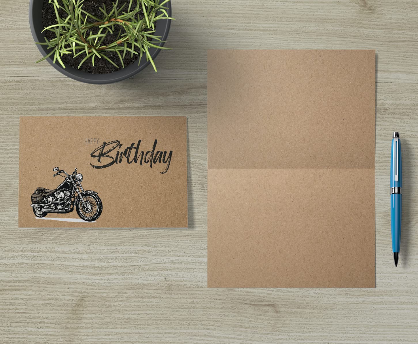 Motorrad-Geburtstagskarte Von Whitman And Daughter – 12,7x17,8 Cm, Aquarell-Design, Mit Umschlag