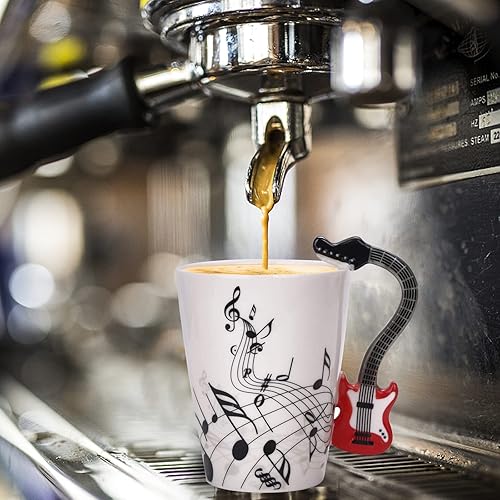 Miniatura 3 de Taza de cerámica para guitarra de 12.9 onzas, taza de té con notas musicales, café, leche, regalo para guitarristas, músicos, mujeres, hombres,