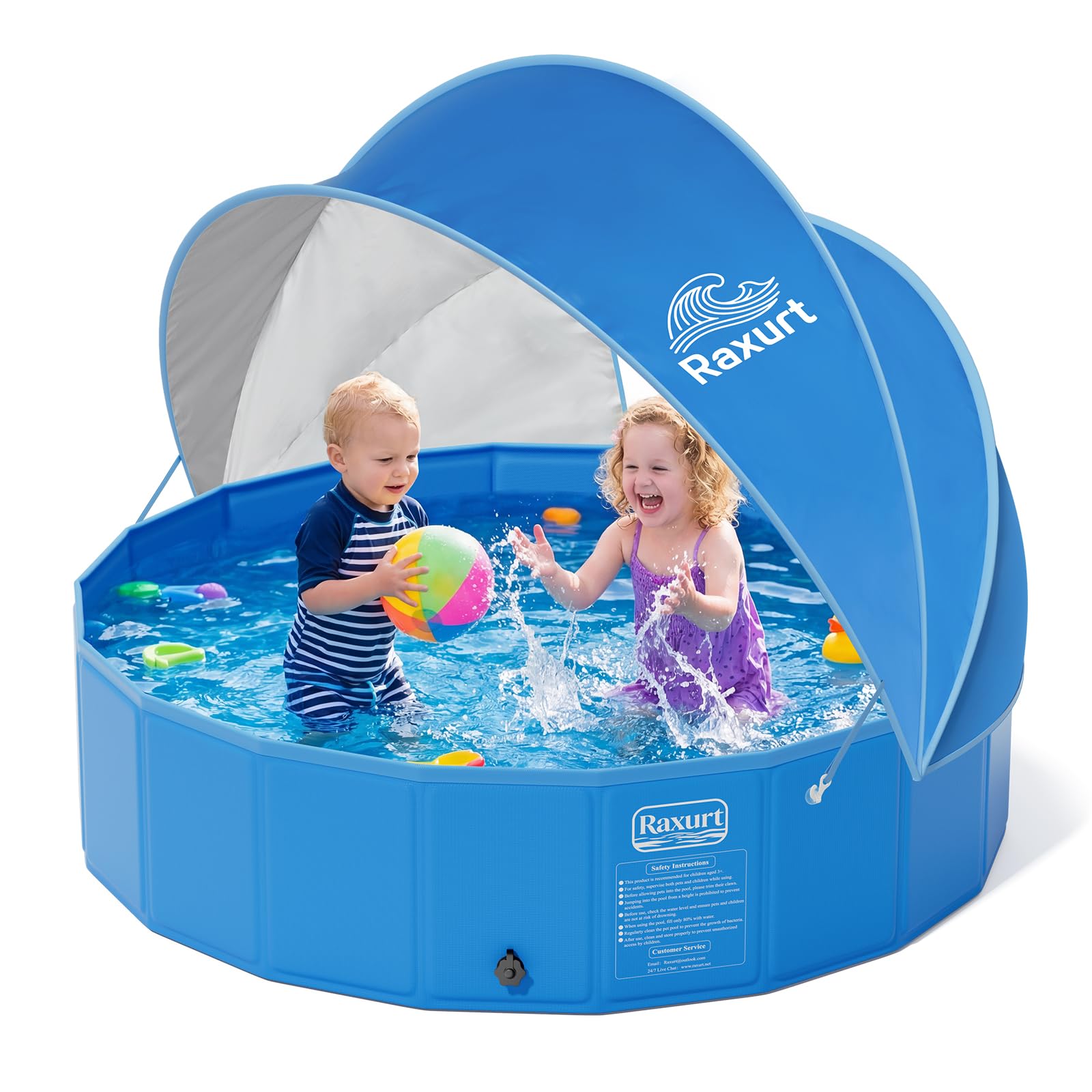 Raxurt Foldable Baby Pool with Canopy