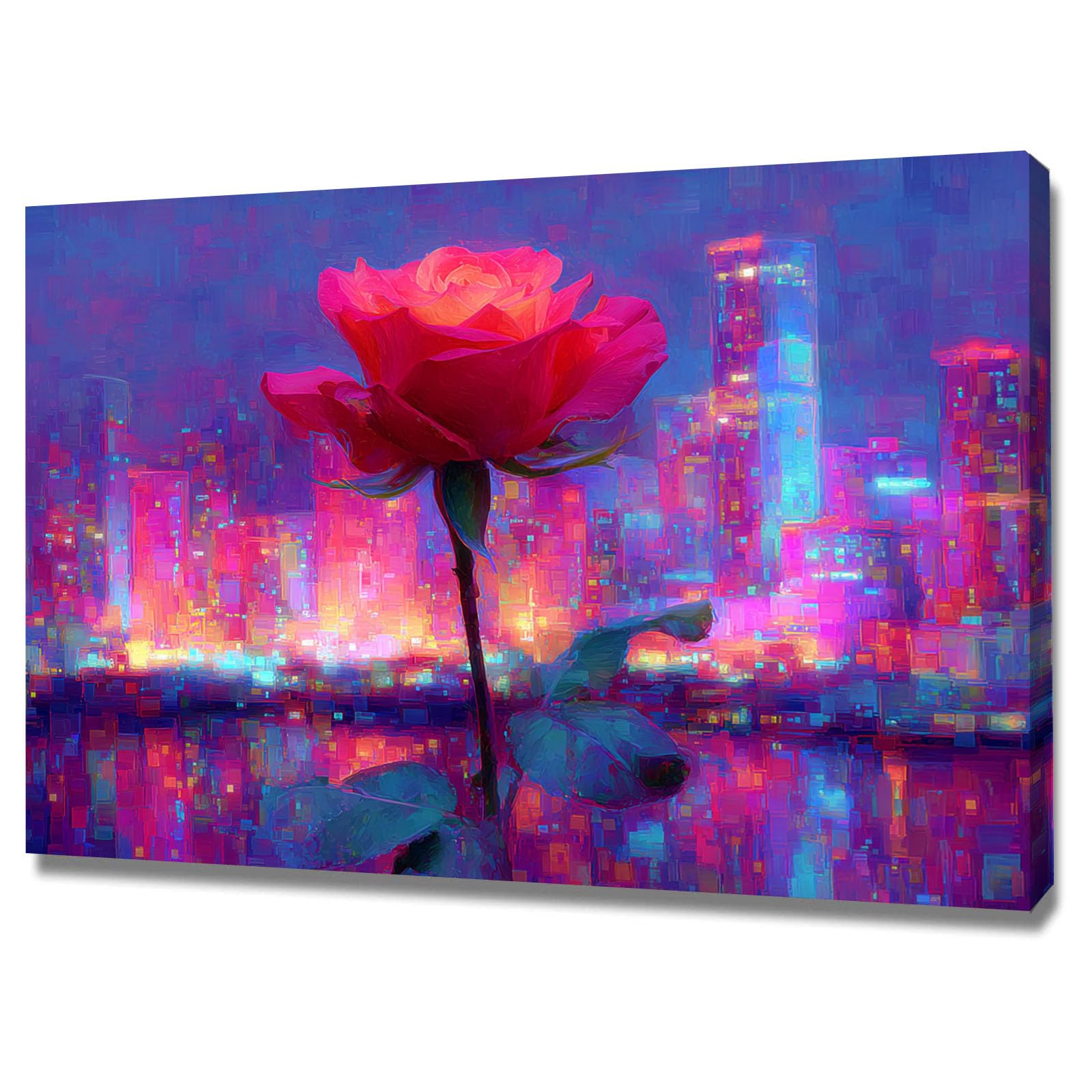 ZAMAEIU pósteres abstractos de hoja botánica impresa Rosas urbanas Arte Decorativo de la Oficina Sala de Estar（Morado-30x50cm Enmarcado