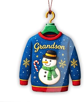 Grandson Christmas Ornament 2026 Grandson Ornament Holiday Decor Christmas Ornament Suncatcher Effect Window Hanging Car Hanging
