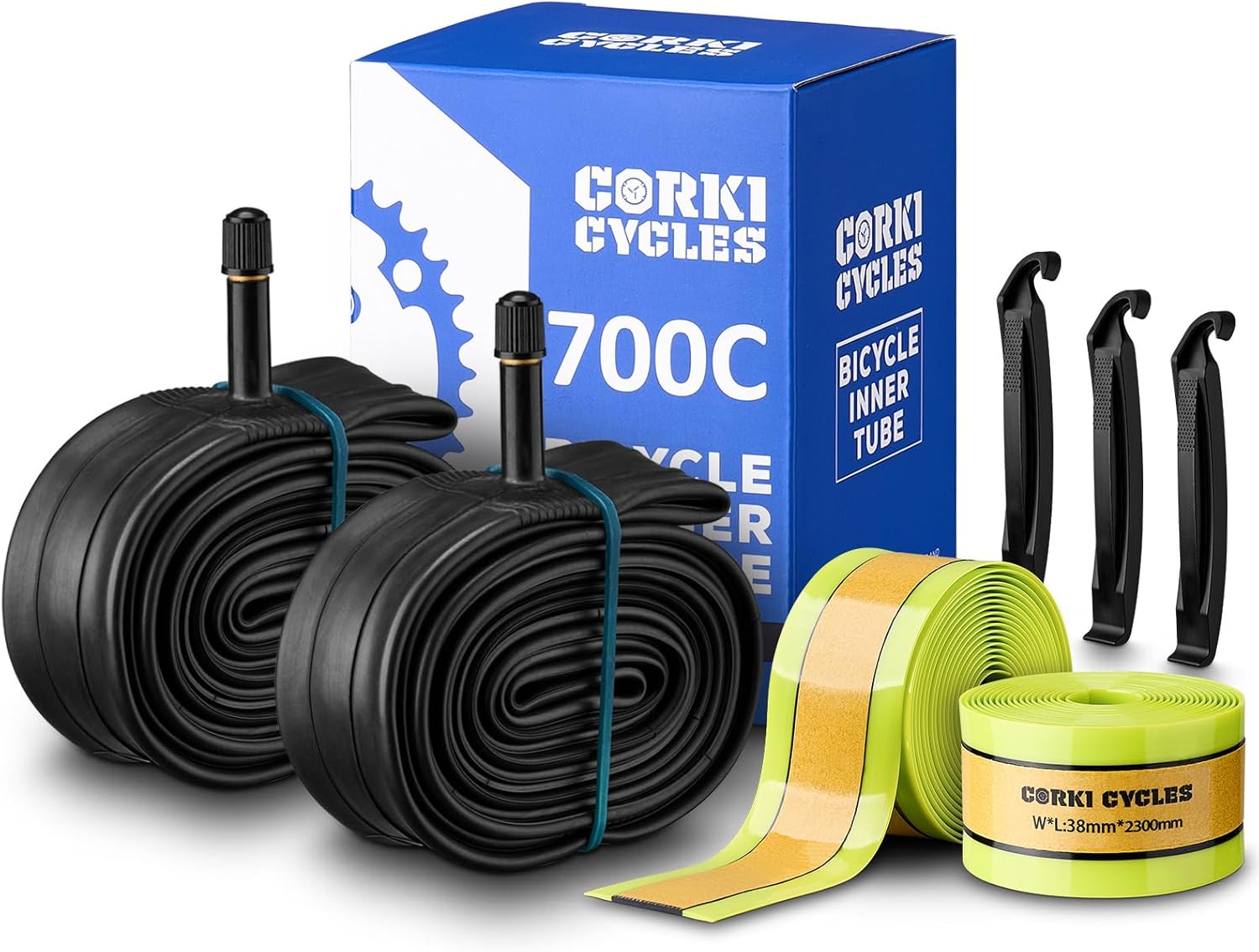 700c x 35-43c Schrader Valve 48mm Bike Tube with Puncture Proof Bicycle Tire Liners 38mm