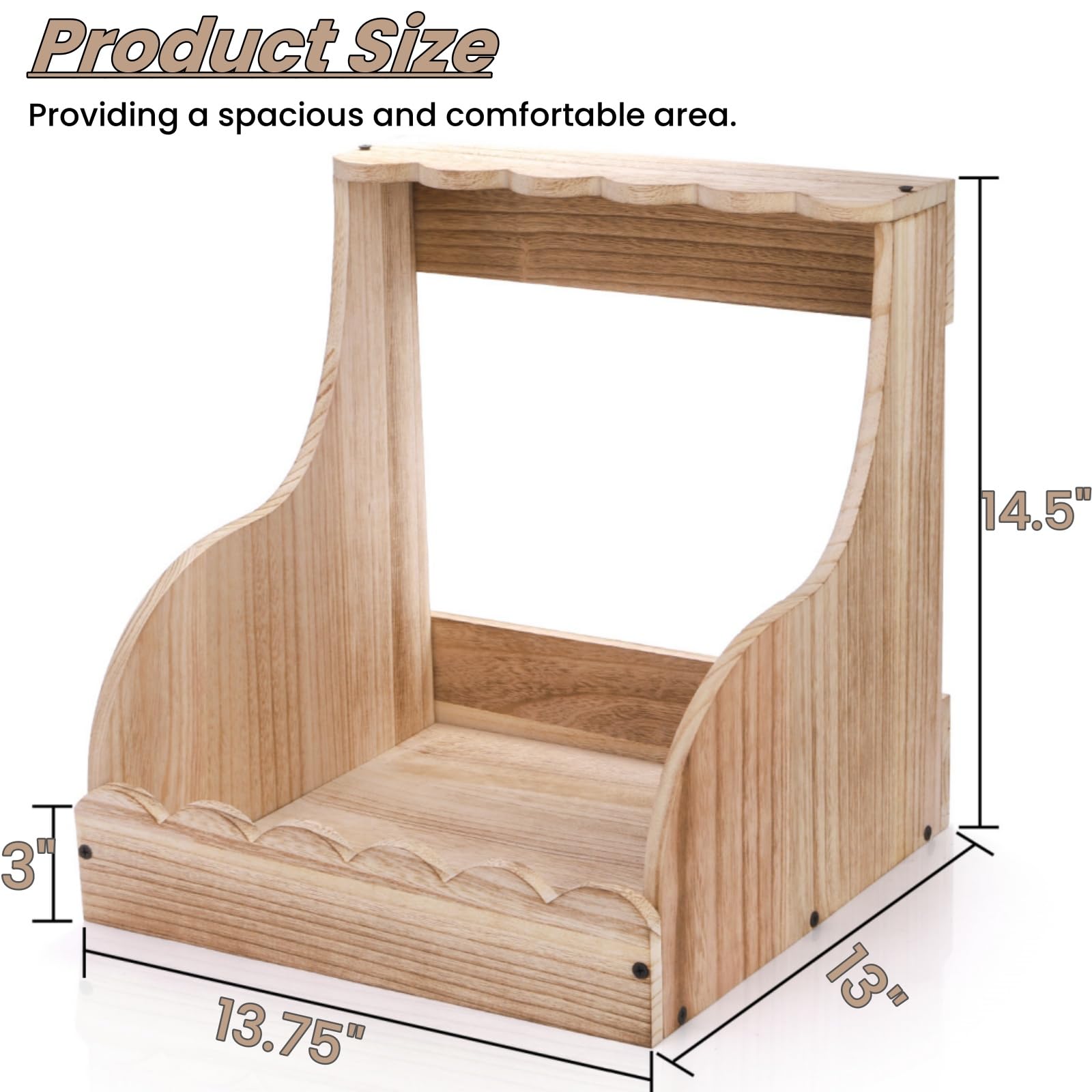 Tlence Caja de anidación de pollo de un solo compartimento, 14.5 x 13.75 x 13.75 x 13 pulgadas, caja de huevos de madera para gallinas ponedoras de huevos, accesorios grandes y resistentes para aves