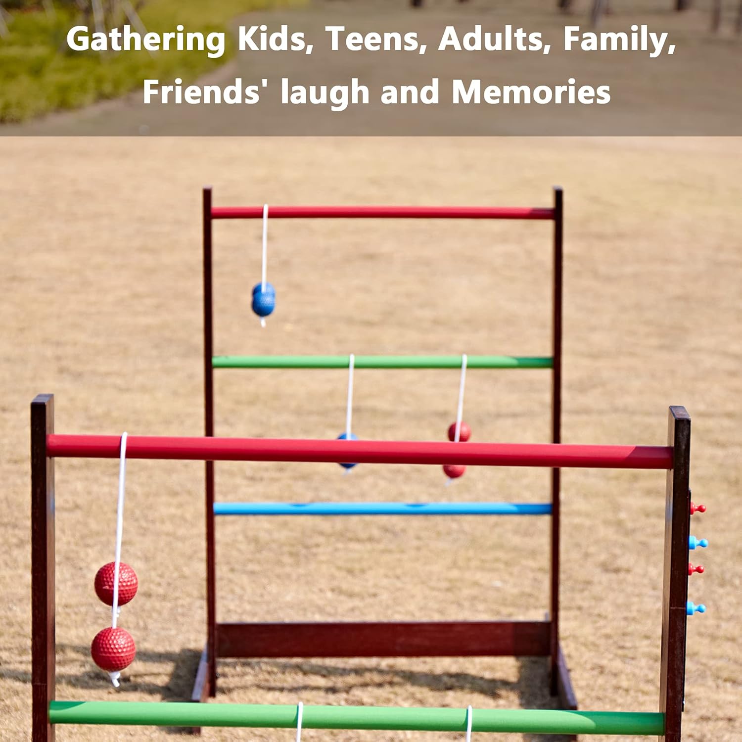 SpeedArmis Retro Ladder Toss Game Set, 35In Rubber Wooden Ladder Ball Golf Lawn Game with 6 Bolo Balls & Carrying Case - Outdoor Yard Game for Kids Adults Family : Sports & Outdoors