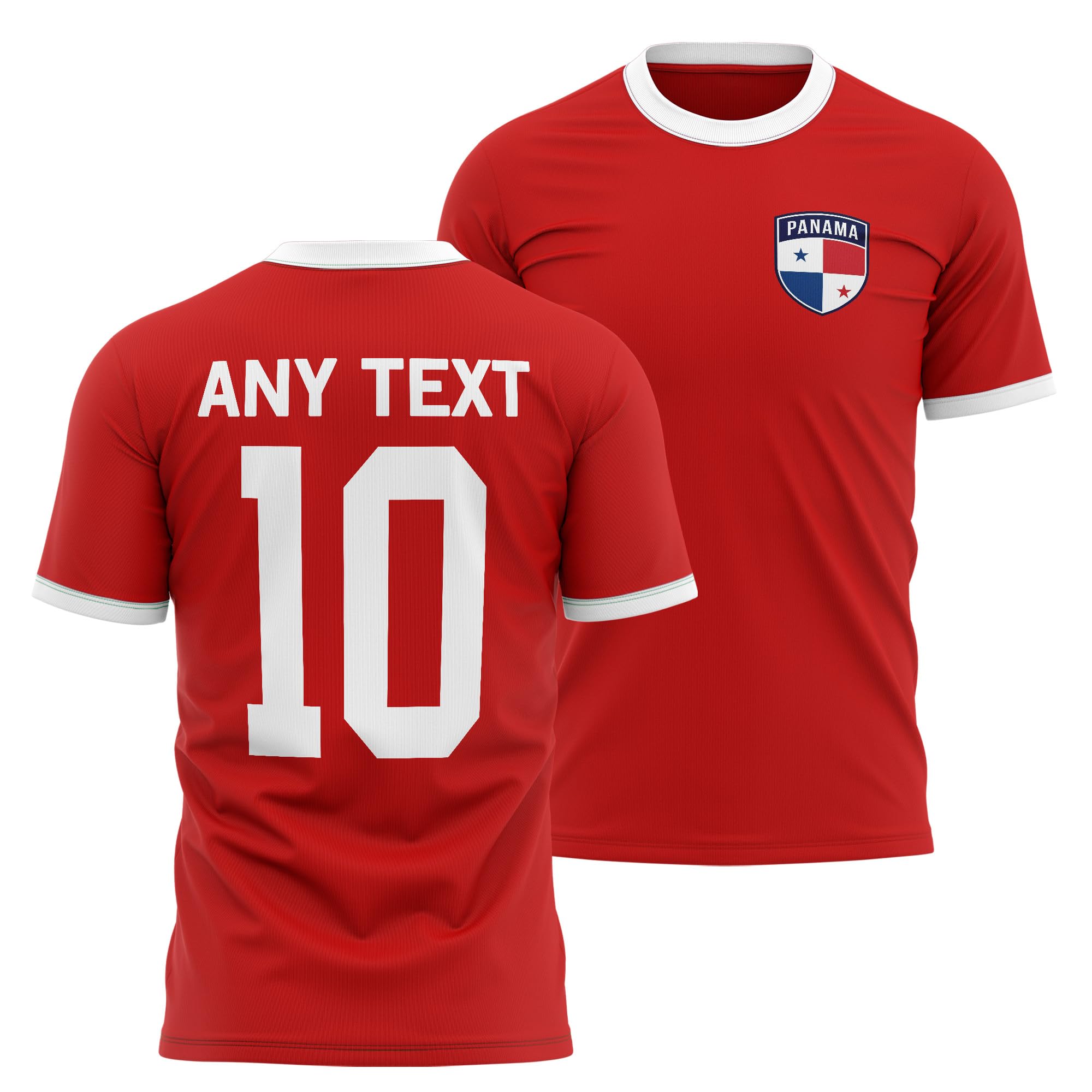 Panama Mens Ringer T Shirt - Badge Custom Name Number Tee - Football Supporter Fan Top, S, Red/White