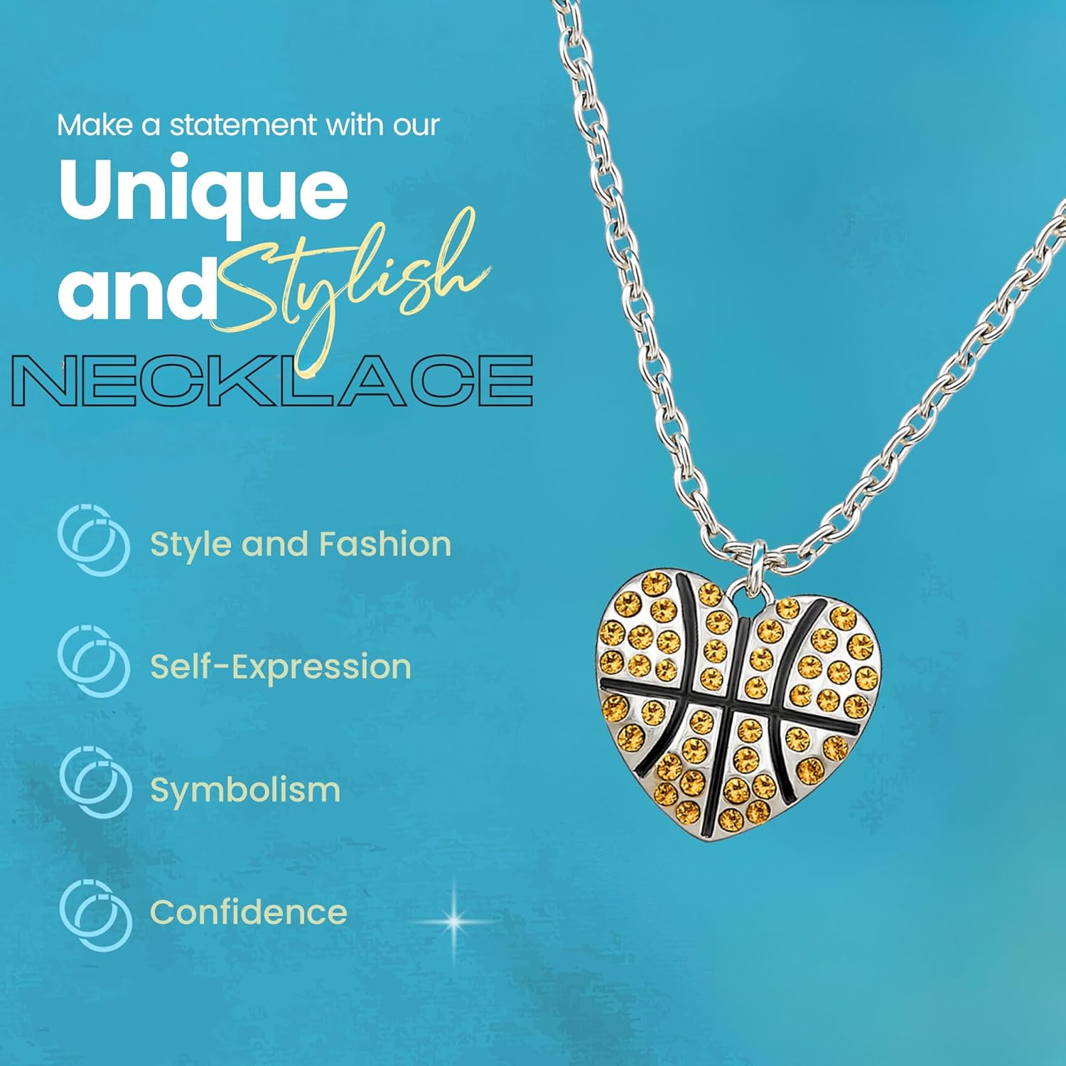 Sportybella Basketball Necklace, Basketball Jewelry, Basketball Rhinestone Charm Necklace, Gift for Female Basketball Players - Image 3