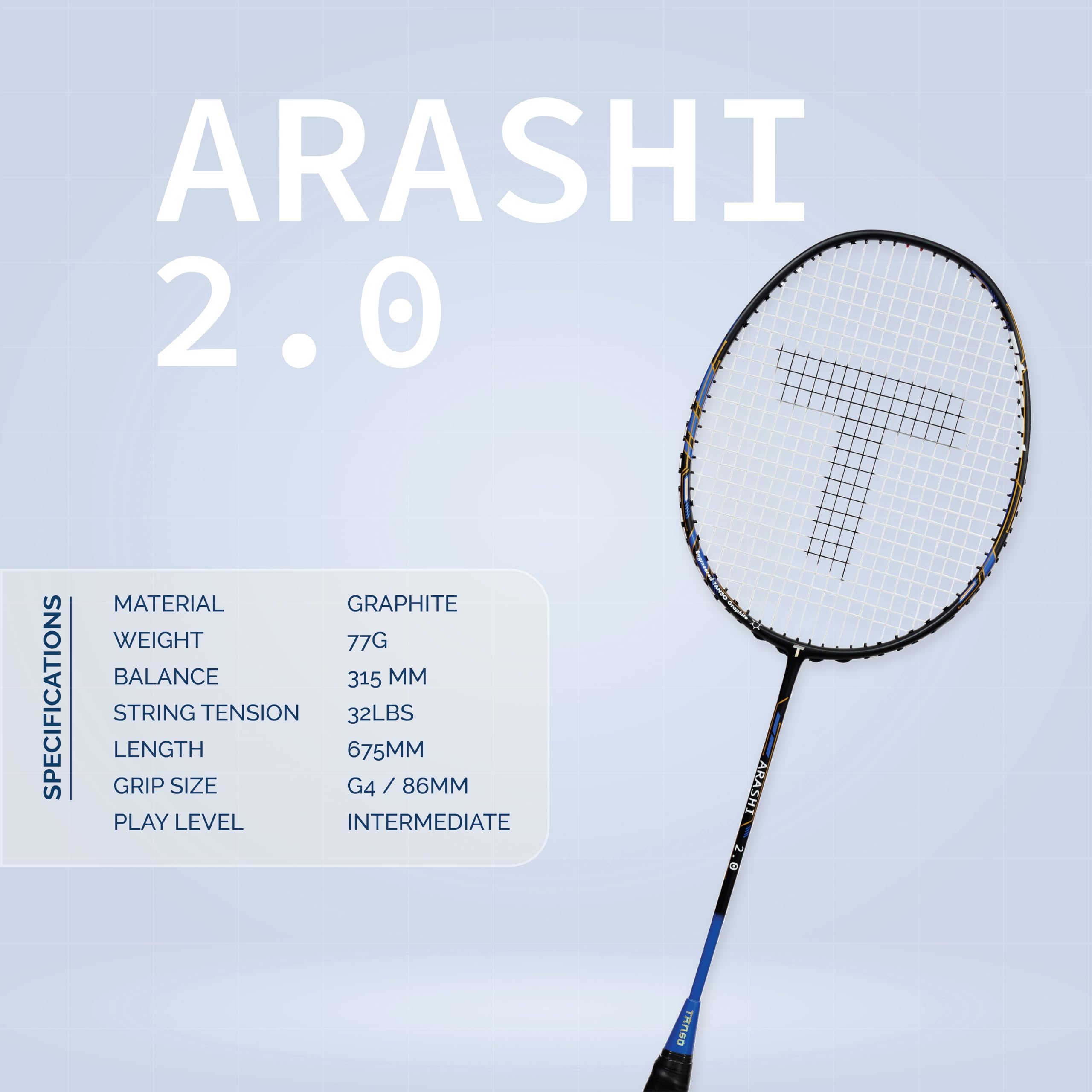 Tanso Arashi 2.0 Badminton Racket - Lightweight & Powerful -3