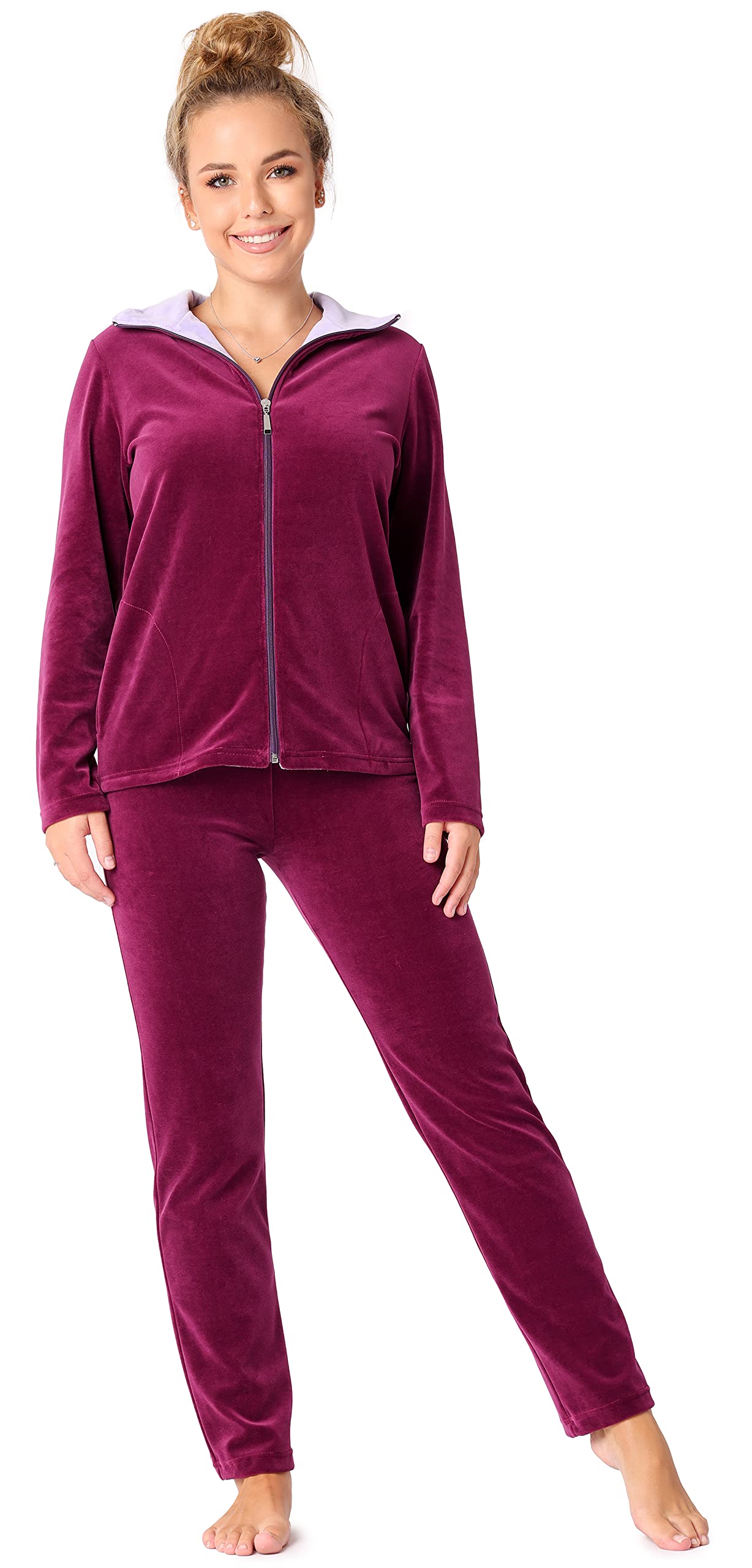 Dres Damski z Weluru Merry Style MSMG001 Śliwkowy 3XL