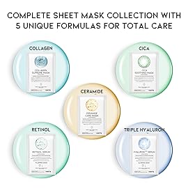 50Combo Korean Face Sheet Mask Gift Pack, Hydrating, Calming, Brightening, Smooting, Rejuvenating, EVE Vegan, Cica, Hyaluron, Retinol, Ceramide, Collagen