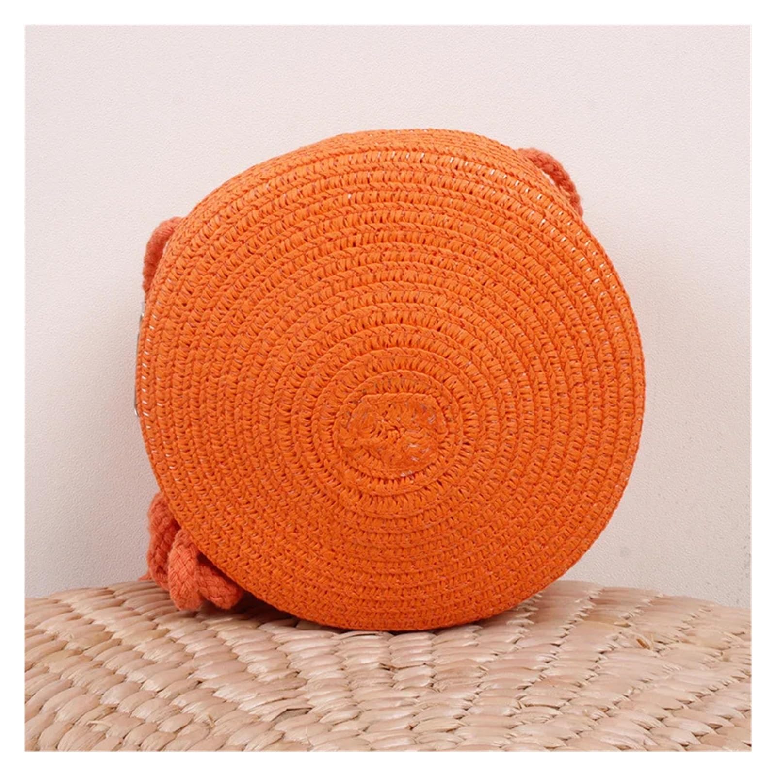Borsa rotonda intrecciata in paglia Borse a tracolla in paglia intrecciata estiva da donna rotonde