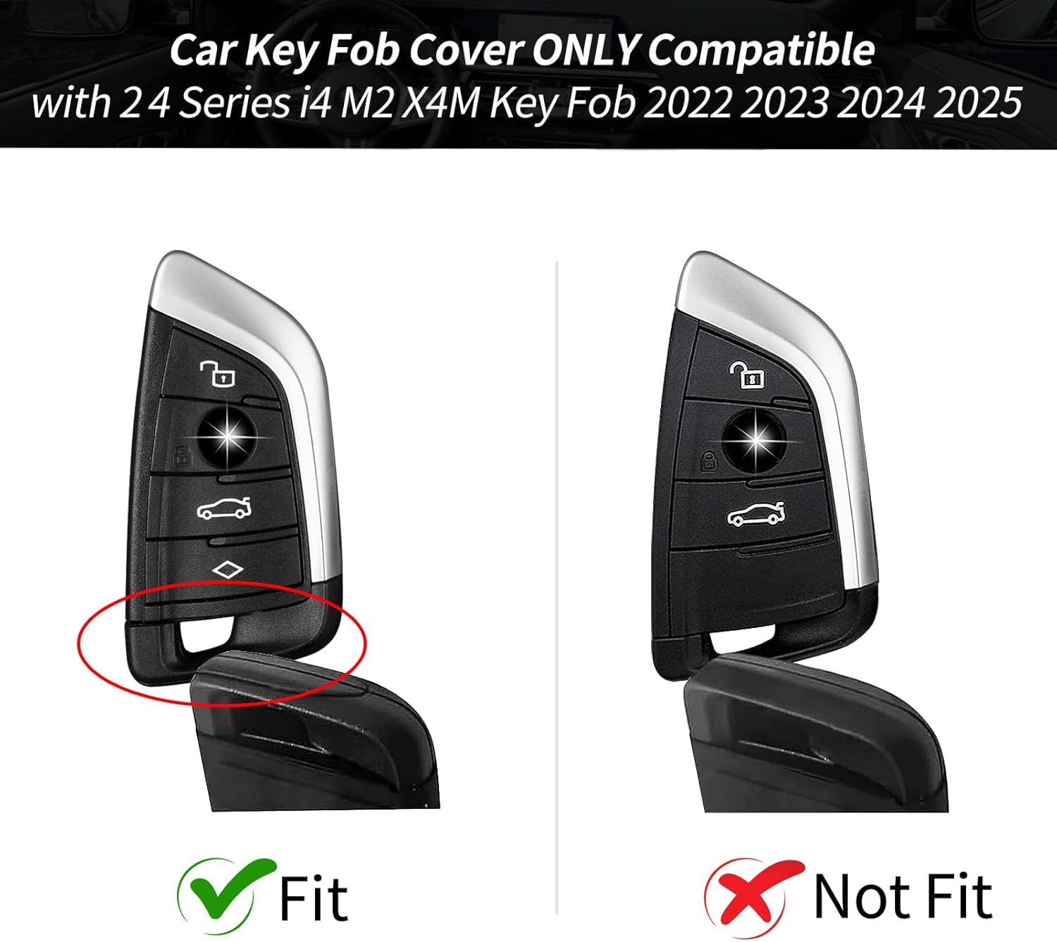 T-carbon Key Fob Cover Compatible with BMW Carbon Fiber Key Fob Case Protector Compatible with BMW 2 Series 4 Series i4 M2 X4M 2023 2024 2025 Keyless Entry Shell(Red)