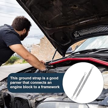10pcs Universal Automotive Ground Straps, 10/12 inch Engine Ground Strap Kit Braided Copper Ground Straps Automotive Ground Strap Wire Ground Strap Connectors for Most Cars (Silver)
