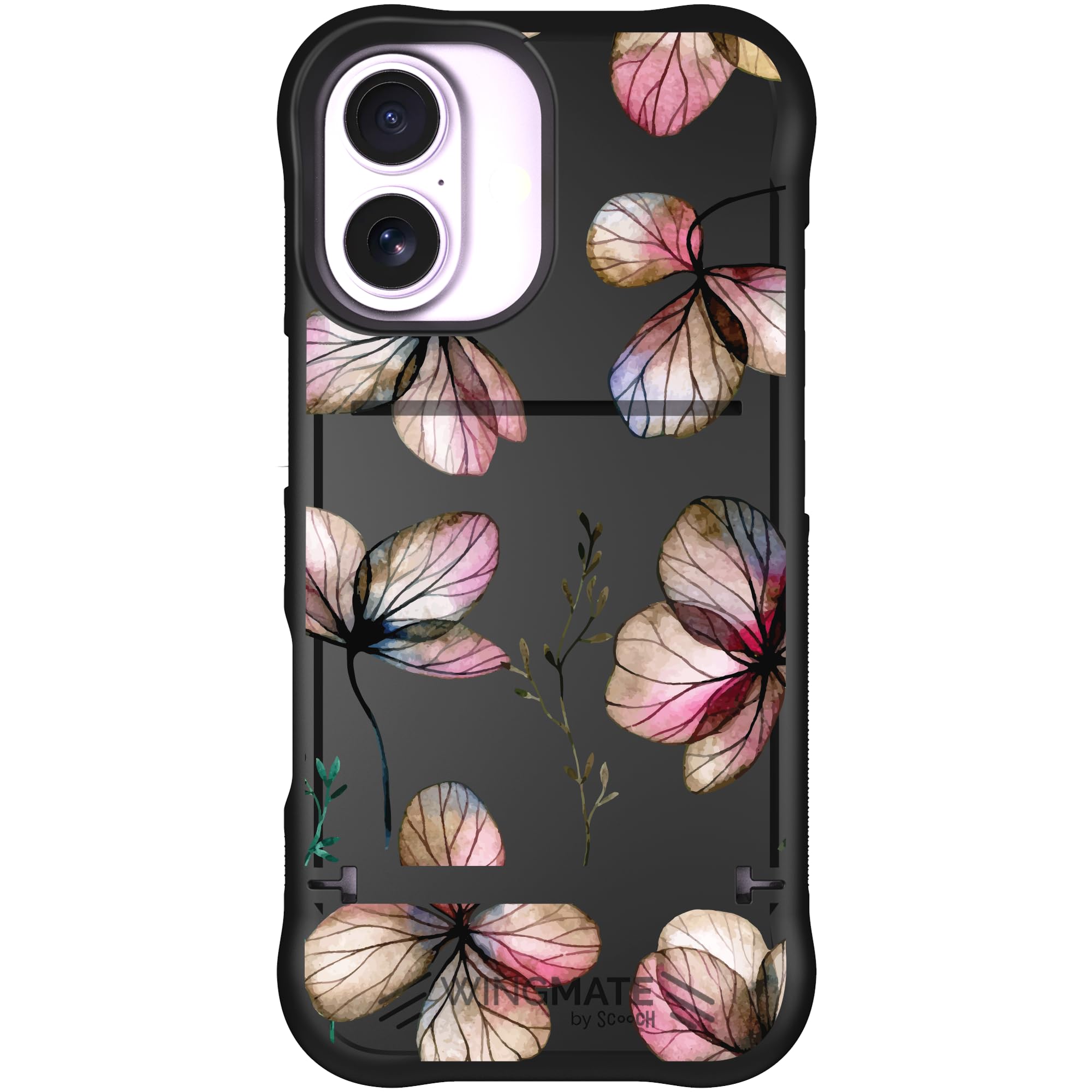 Scooch Funda para iPhone 17 con tarjetero, funda tipo cartera con ranura oculta para tarjetas y protección RFID, capacidad para 3 a 4 tarjetas, protección contra caídas de 10 pies, flores secas
