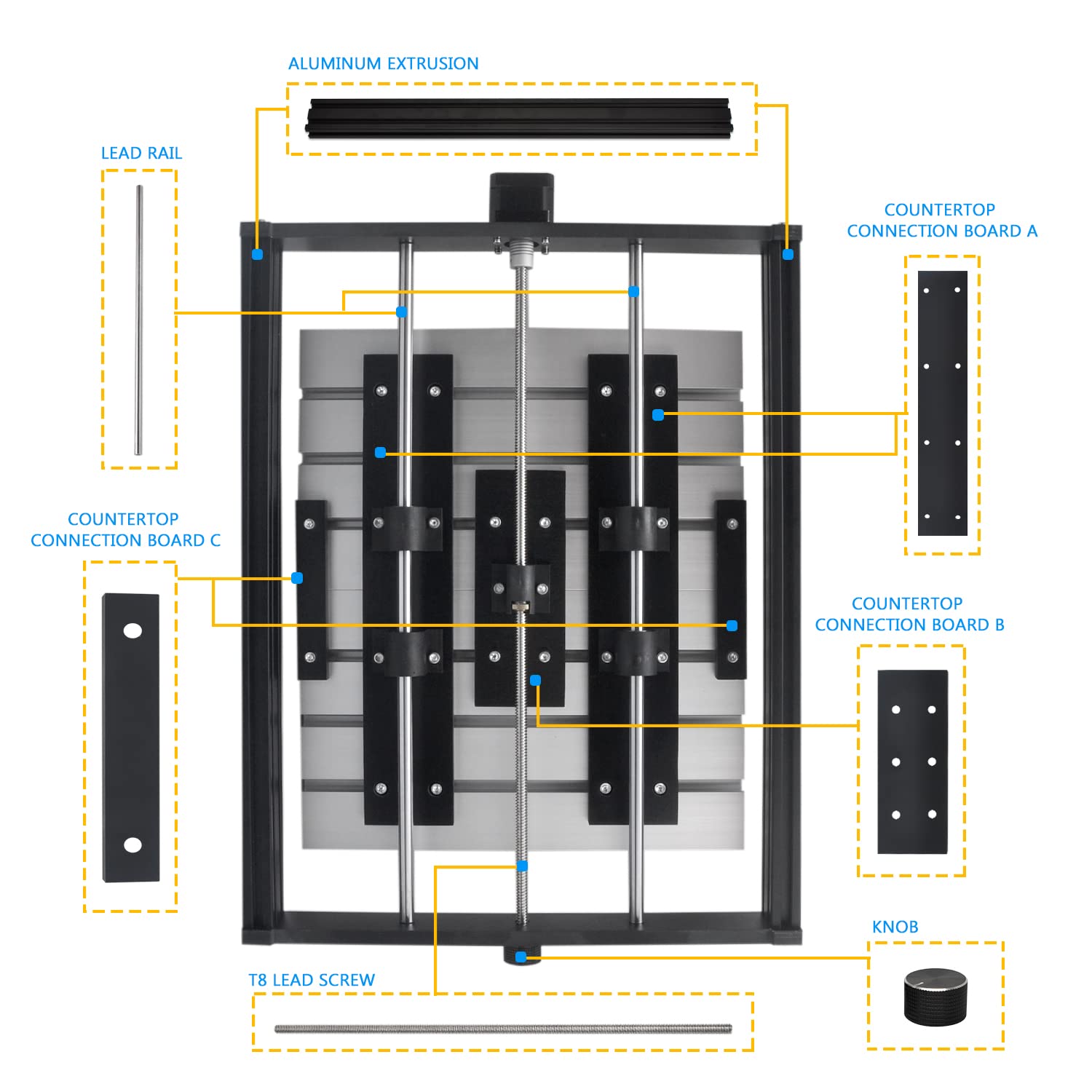 Kit de mise à niveau CNC Daedalus 3018, pour mise à niveau de l'axe X et extension de l'axe Y avec panneau de travail