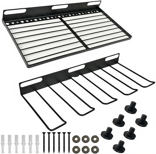 Resin Shelf Accessory Outdoor Sheds Storage, 16" x 8" x 2", for Suncast Select Outdoor Shed Models with EZ Bolt Assembly Black, 2-Pack