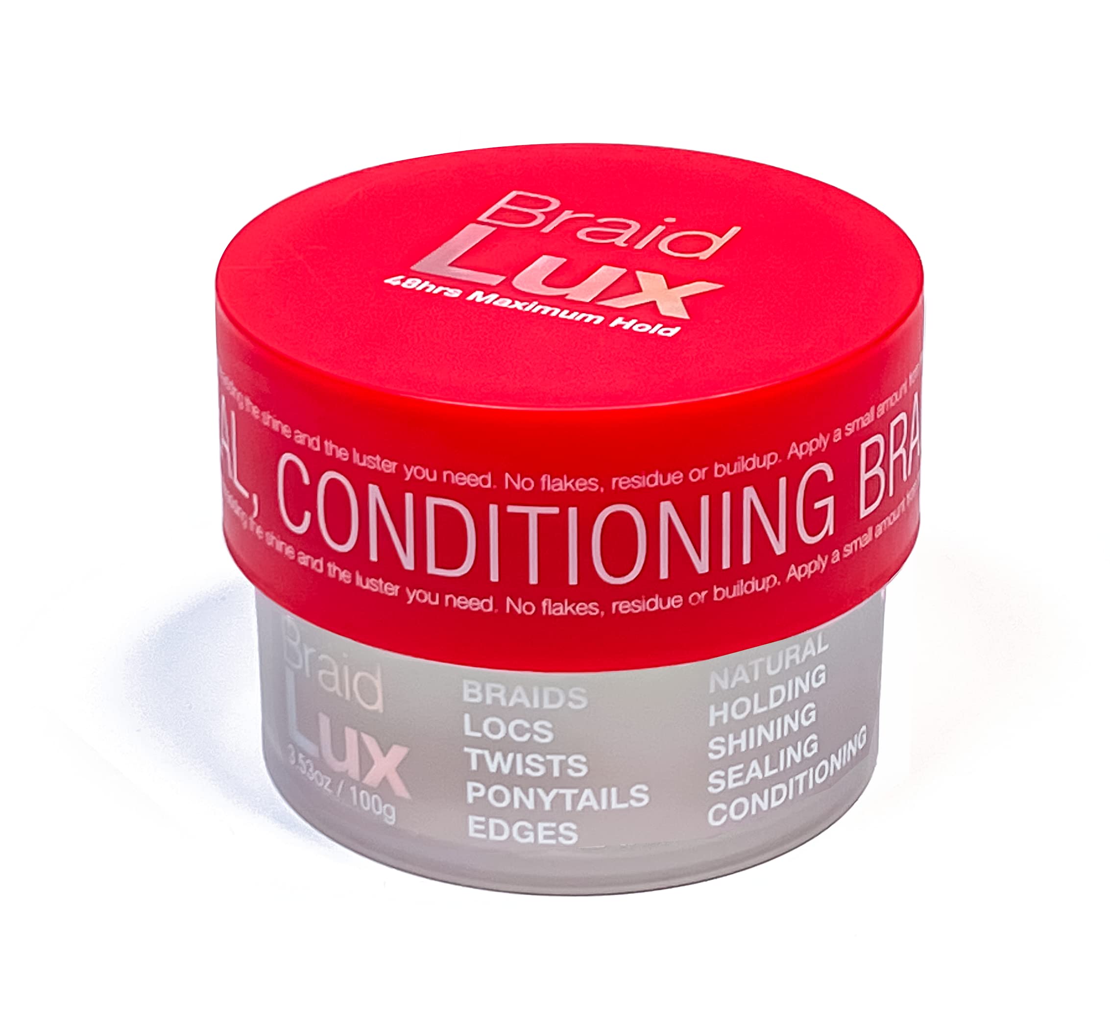 Braid Lux Braiding Gel Braids, Locs, Twists with Castor Oil, Keratin, Biotin, and Olive Oil - High Shine, Sealing Non-Flaking, Non-Greasy Scented Frizz Tamer for All Hair Types, 3.53 Ounce, Original