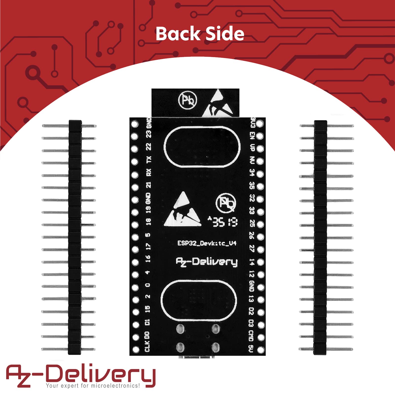 AZDelivery 3 x ESP32 Board Dev Kit C V4 NodeMCU WLAN WiFi Development Board unverlötet kompatibel mit Arduino inklusive E-Book! (Nachfolger Modul von ESP32 Dev Kit C) | ESP 32 von AZ Delivery