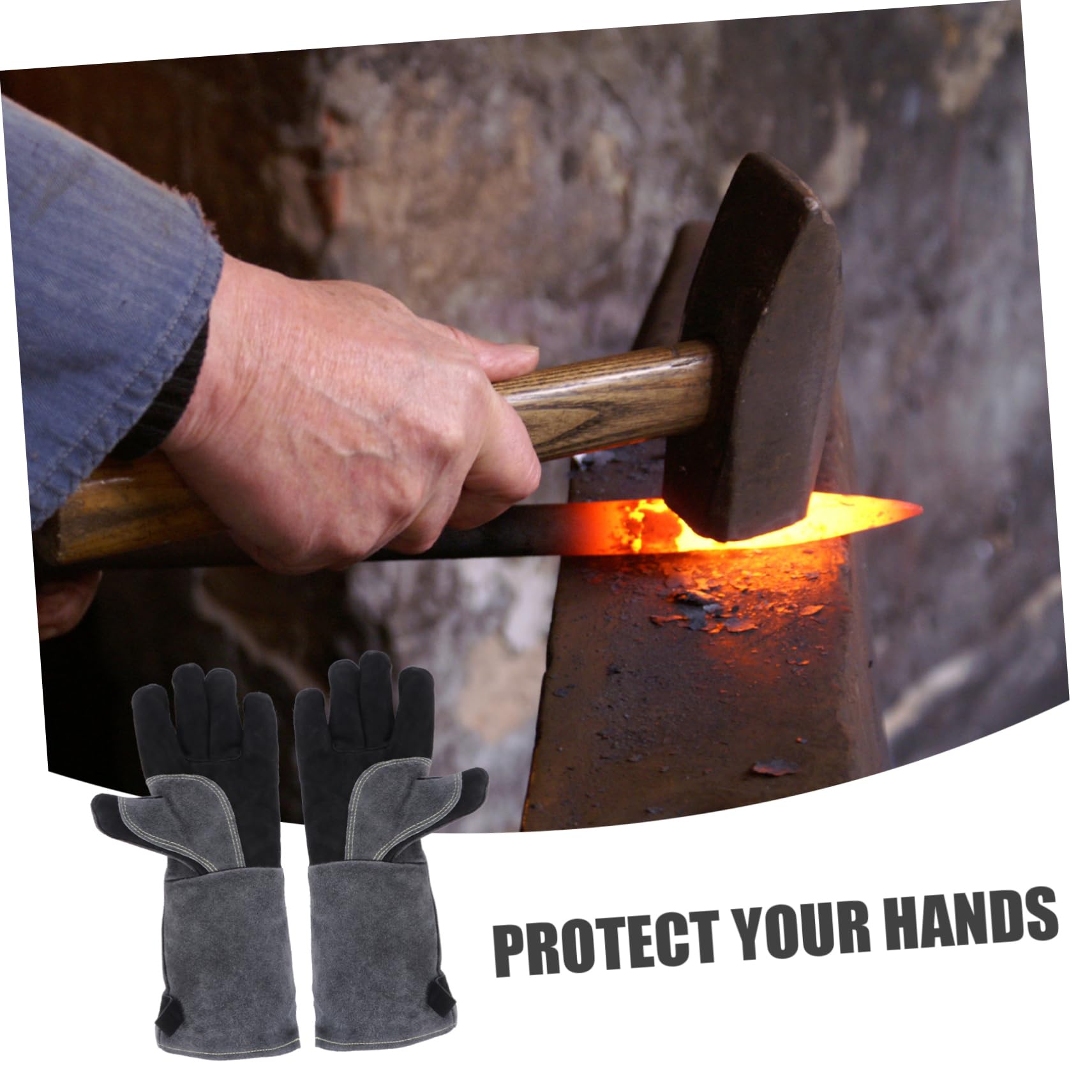 VILLCASE 1paia Guanti Da Barbecue Resistenti Al Calore Guanti Protettivi Per Mani Per Cucina e Giardinaggio Durevoli e Riutilizzabili
