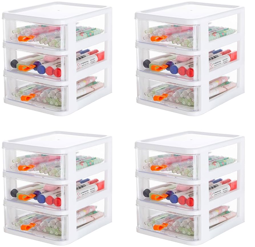 Amazon.com: Gagee 4 Pack 3 Drawer Mini Desktop Unit,Plastic