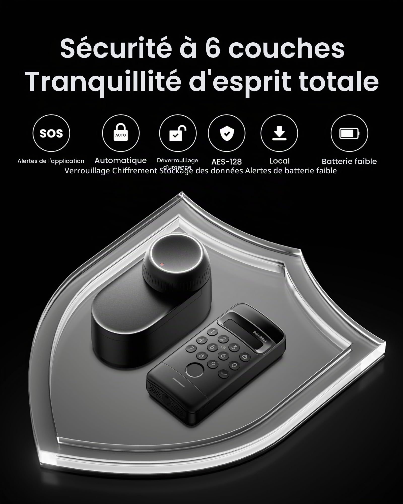 SwitchBot Wi-Fi Smart Lock Ultra avec sonnette vidéo, avec déverrouillage par empreinte digitale, serrure électronique, ouverture de porte par empreinte digitale, code de passe, smartphone, Alexa