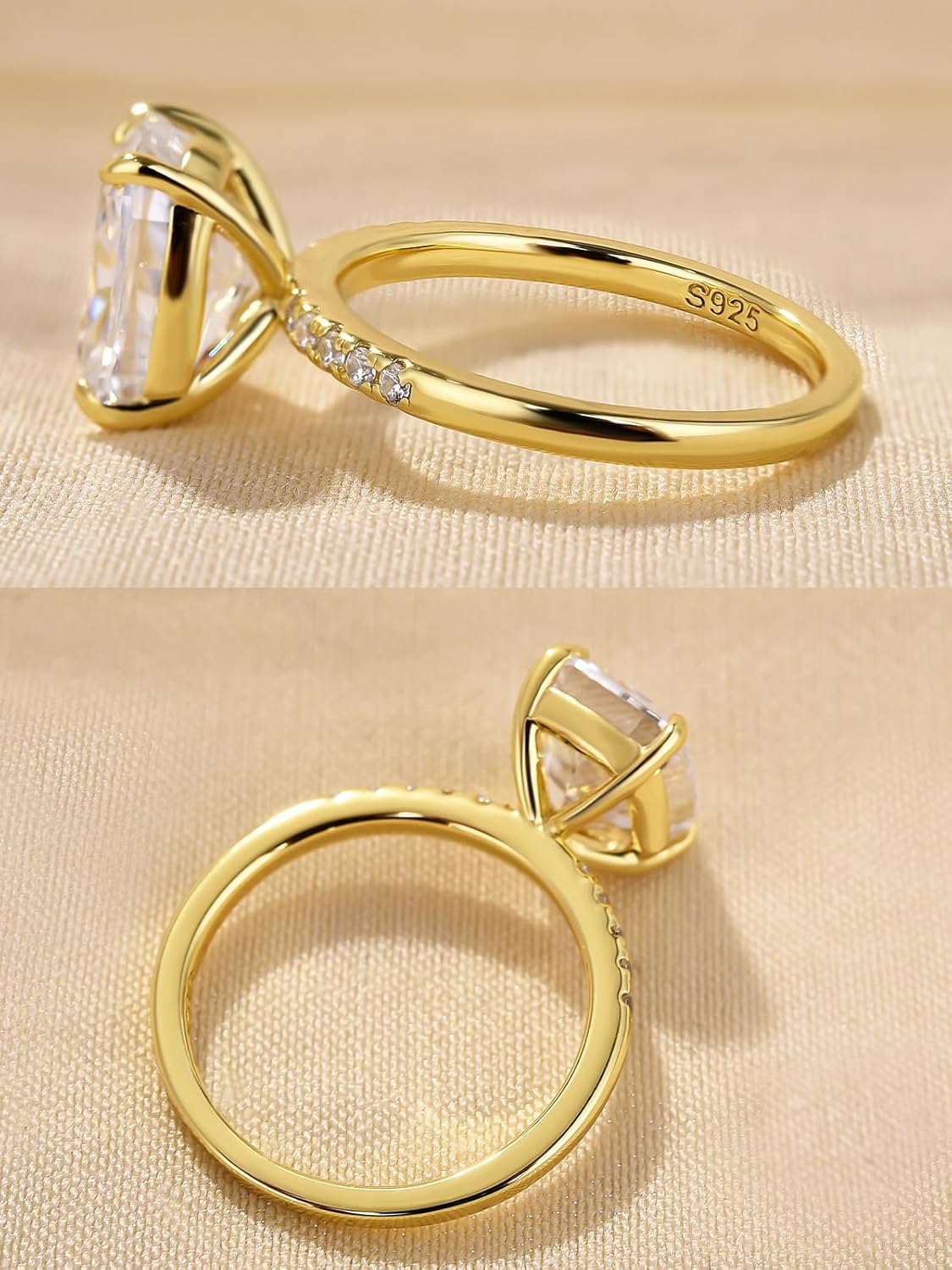 Elongated 4CT Cushion 2.0CT Pear Shaped Engagement Ring for Women, S925 Silver AAAAA Grade Cubic Zirconia Promise Wedding Ring - Image 6