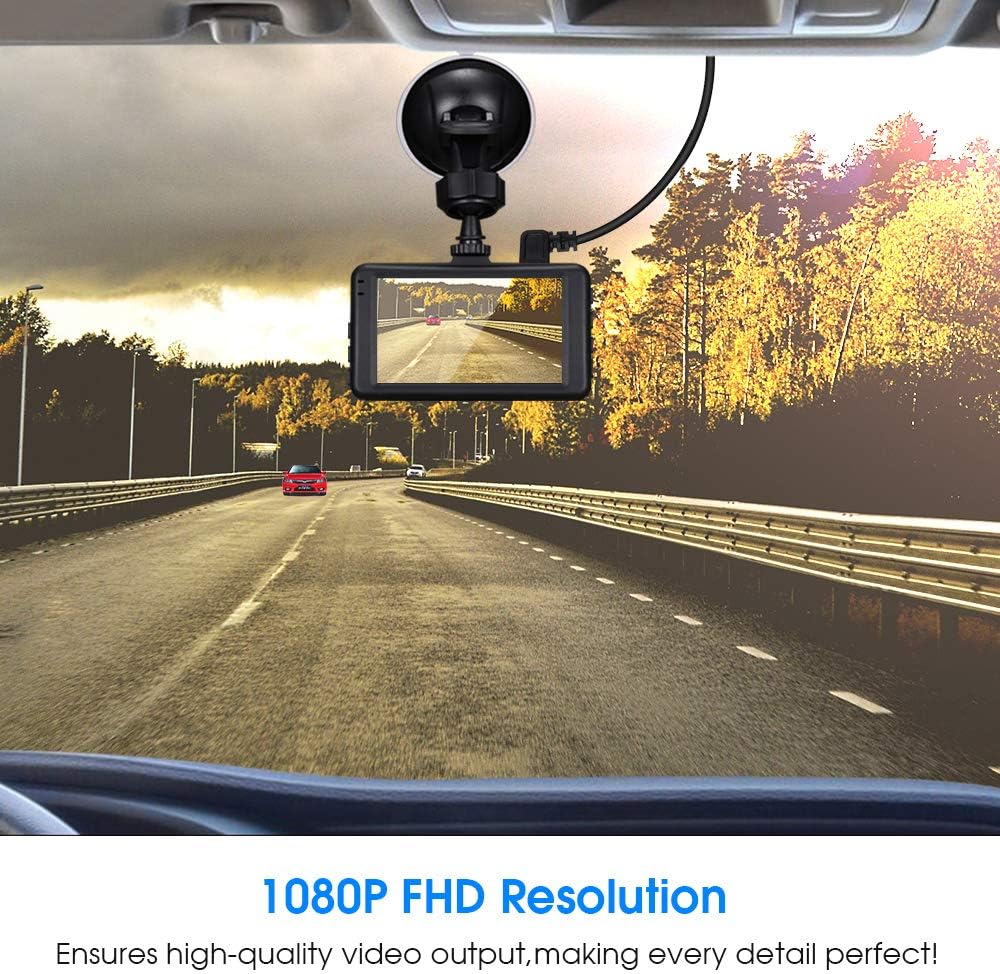 Dash Cam Dashboard Camera Recorder- 3 Full HD 1080P Car DVR Night Vision Camera Recorder for Cars Automobile Camera Dashboard with G-Sensor Motion Detection,WDR, Loop Recording (TF Card Not Included)