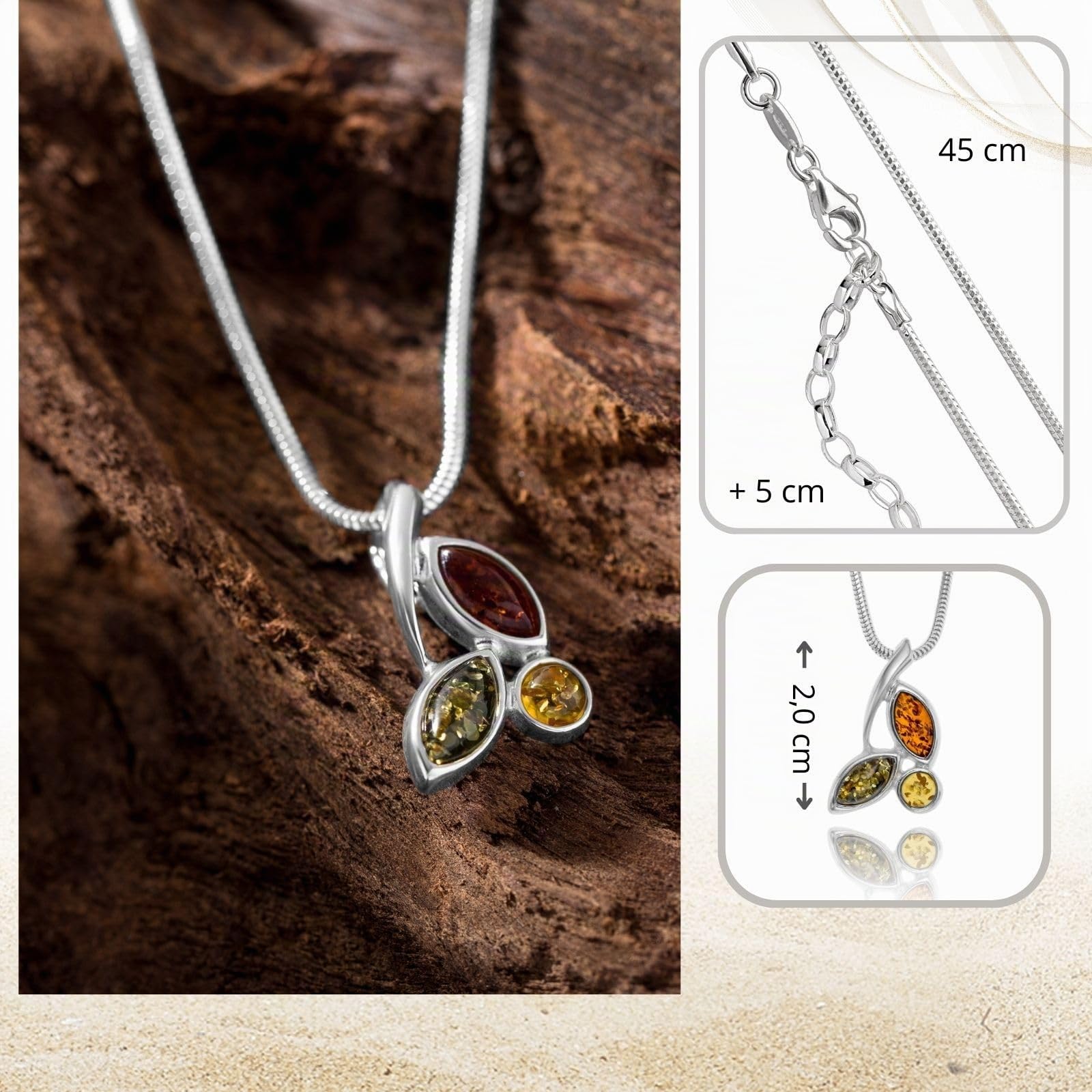 Copal Collana Da Donna Con Ambra Autentica E Argento 925