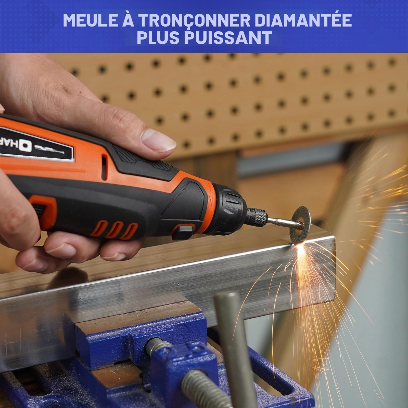 HARDELL Kit de 508 pièces pour outil rotatif, compatible Dremel. Accessoires de 1/8" (3,2 mm) pour poncer, percer, polir, tailler et graver. Polyvalent et complet ! (Cadeau bleu foncé)