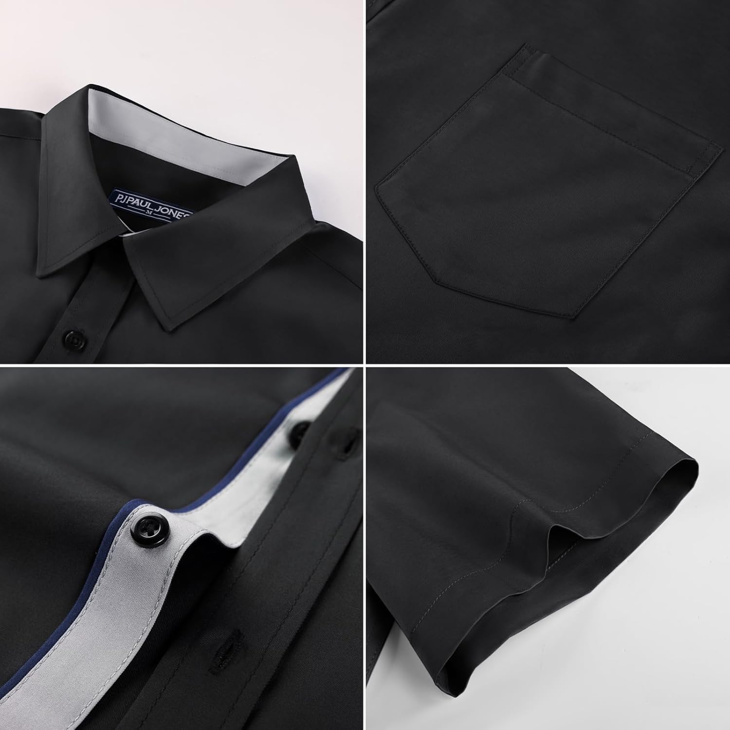 PJ PAUL JONES Mens Dress Shirt Short Sleeve Button Down Shirts Wrinkle-Free Business Casual Shirts with Pocket - Image 7