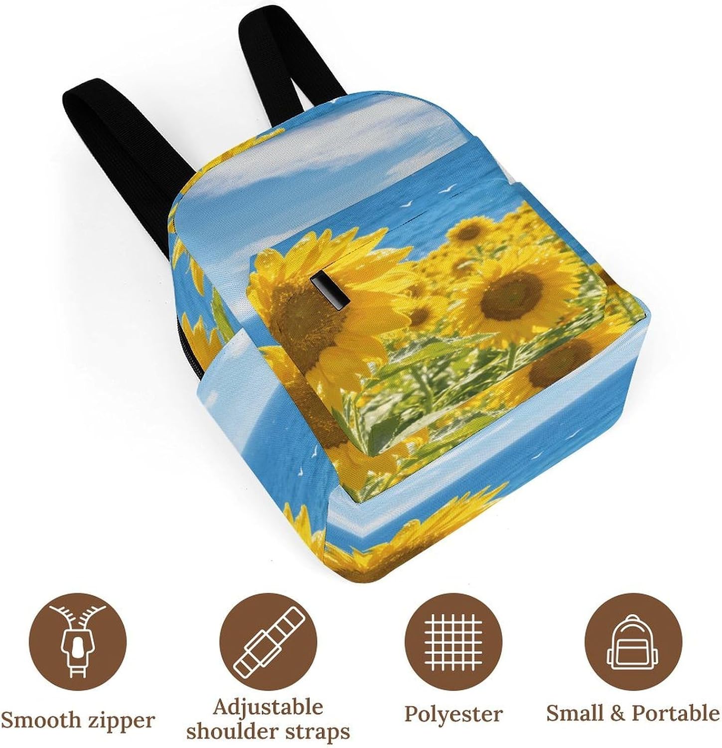 Yellow Blue Mini Backpack Purse for Women | Waterproof durable oxford cloth casual daypack, lightweight small rucksack for work travel outdoor camping daily use & gift
