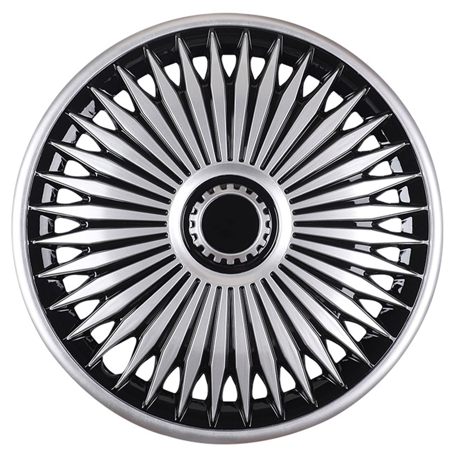 Juego de tapacubos de 16 Pulgadas, 4 Accesorios for Cubiertas de neumáticos de Ruedas automotrices, tapacubos universales, Accesorios Exteriores(Silver Black)