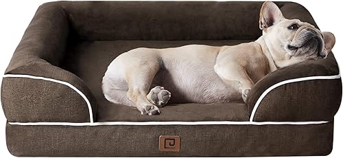 Miniatura 271 de EHEYCIGA – Cama ortopédica mediana impermeable para perros medianos, de espuma viscoelástica tipo caja de huevos, con bordes elevados y base