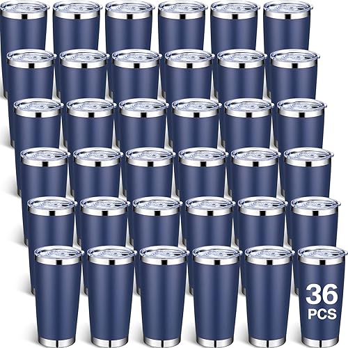 Sieral Paquete de 36 vasos de acero inoxidable a granel con tapa aislamiento al vacío de doble pared taza de café de viaje con recubrimiento en