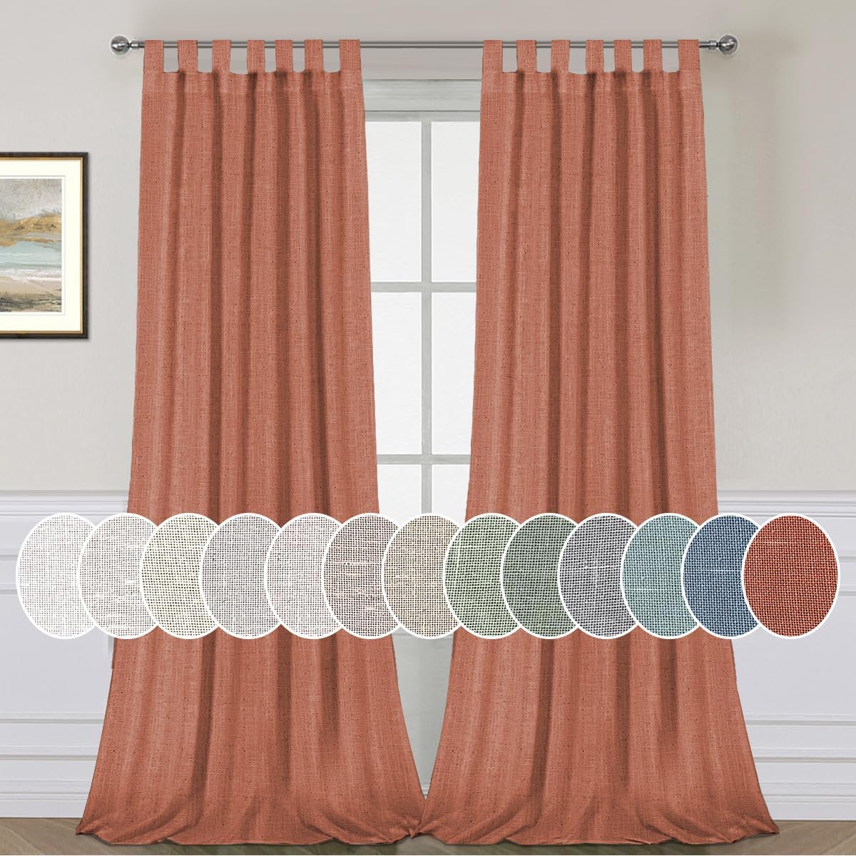 H.VERSAILTEX Natural Linen Curtains Linen Textured Living Room Curtain Light