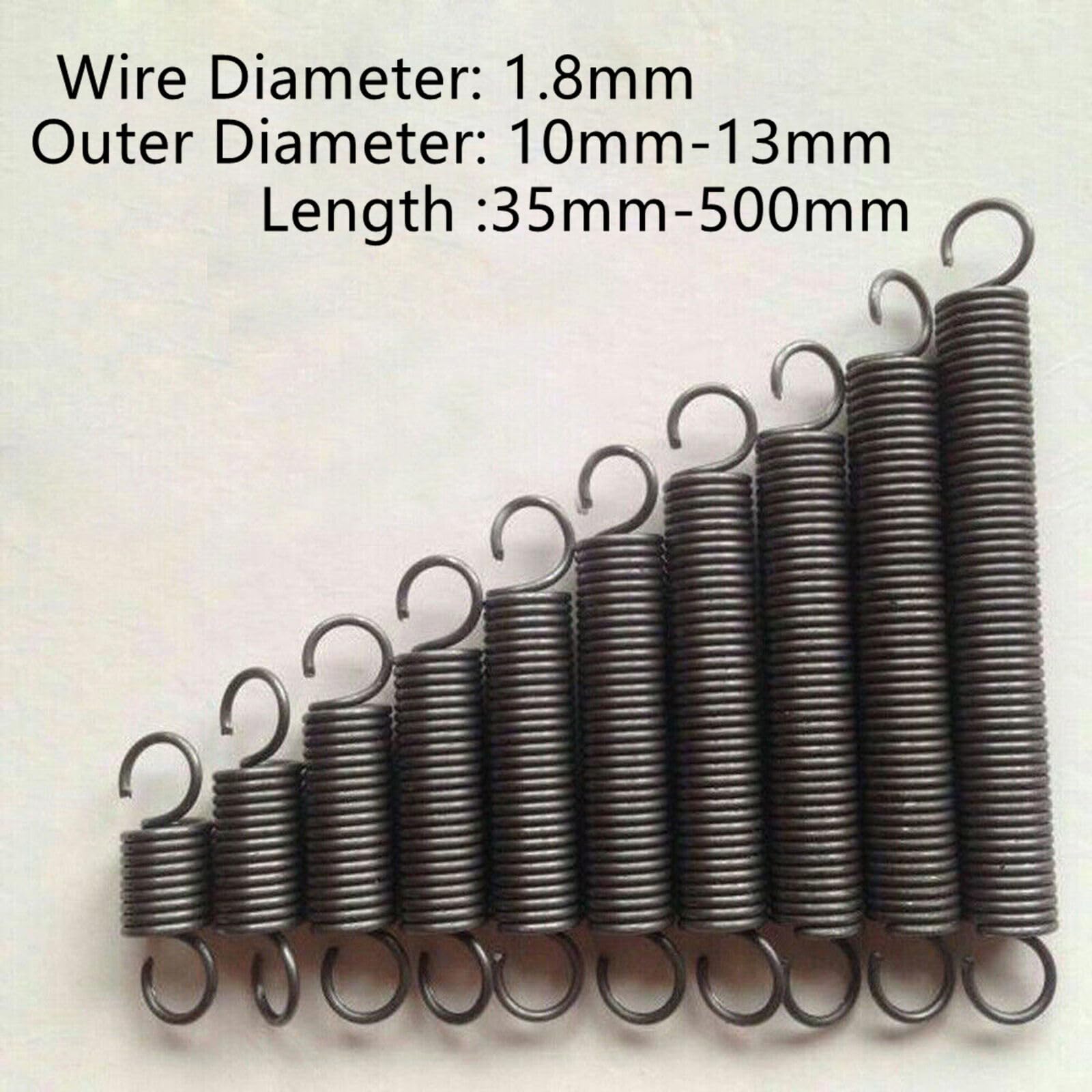 1Pcs Wire Dia.1.8mm Expansion Spring Tension Extension Expanding Extending Springs (1,1.8 * 11 * 195 mm)