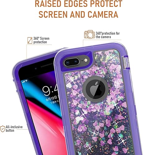 Miniatura 3 de Funda de teléfono para iPhone 6plus 6splus 7plus 8plus i 66s78 Plus con protector de pantalla Bling Liquid Glitter Clear Hybrid Protective Cell