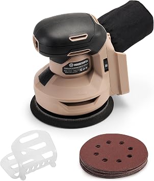 5" Cordless Random Orbital Sander, Brushless 6-Speed 600012000 RPM, Compatible with Makita Batteries,Electric Palm Orbital Sander for Sanding, Includes Dust Bag & 12PCS Sandpapers Bare Tool