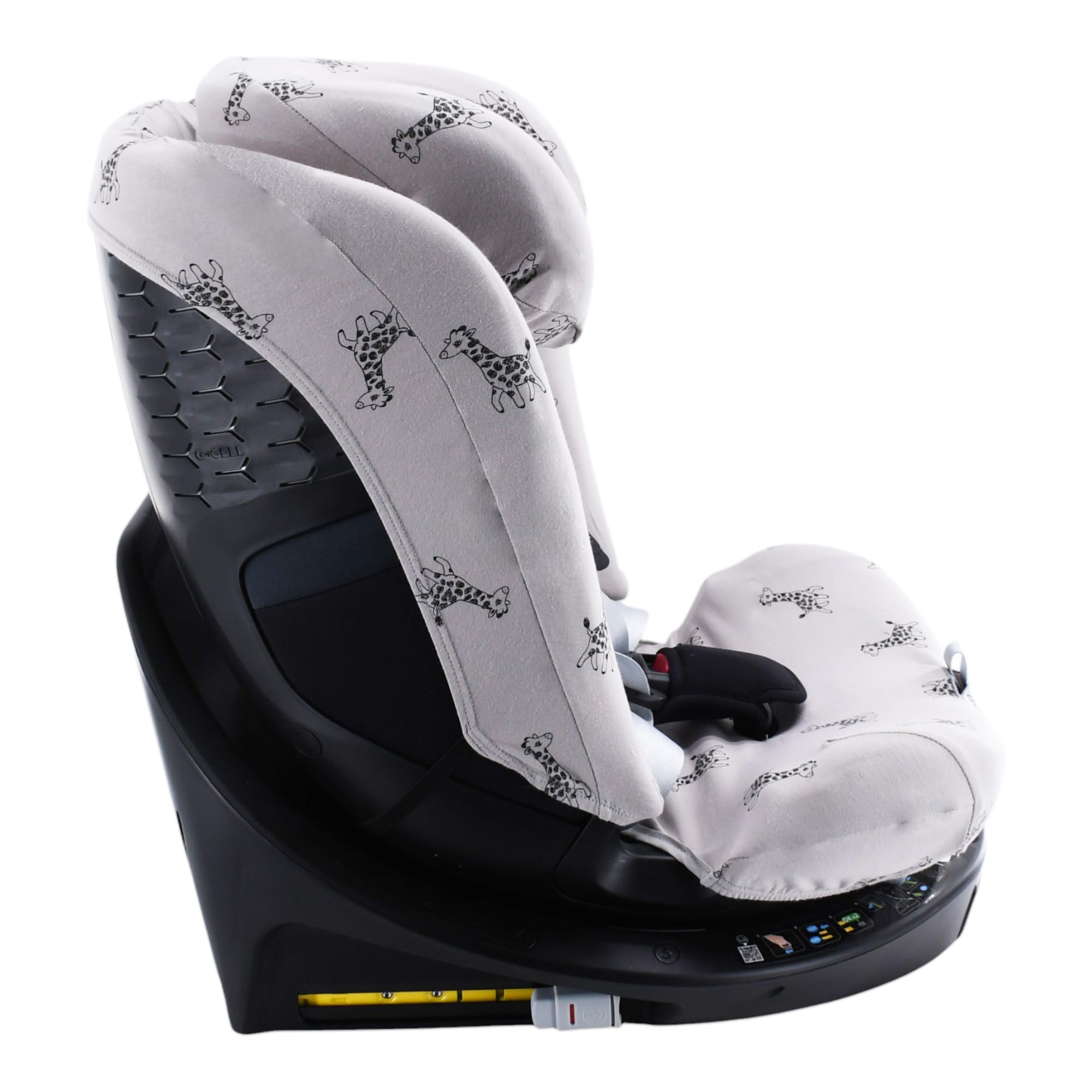 JYOKO Funda Compatible con Maxi-Cosi Emerald 360 S i-Size Hecha con algodón orgánico – Ajuste preciso y Tejido Transpirable para Mayor Confort. Estampado Giraffe