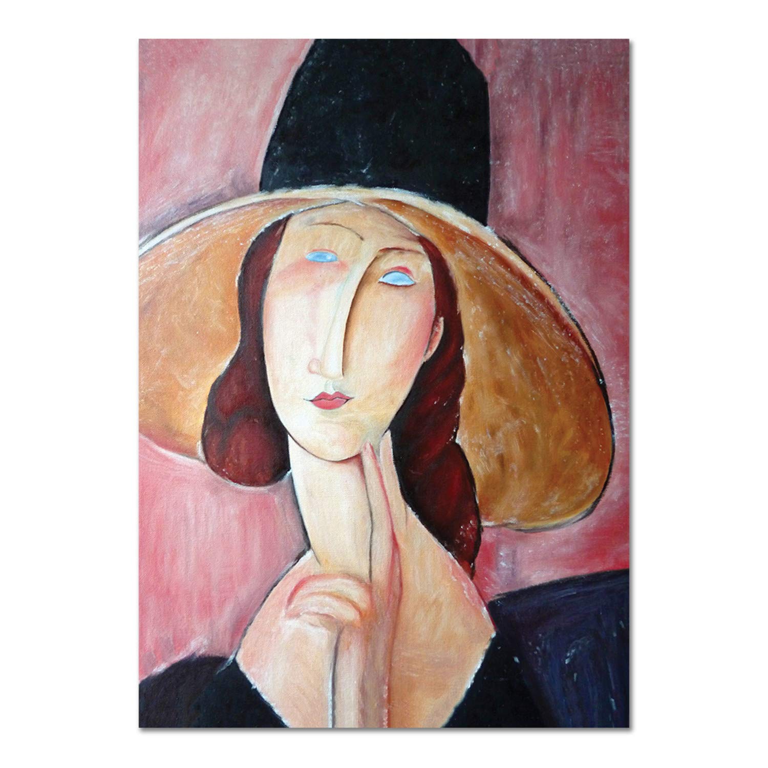 Giallobus - Quadro - Amedeo Modigliani - Jeanne Hebuterne con Copricapo Largo - Vetro Acrilico - 50x70 - Pronto da Appendere - Quadri Moderni per la casa