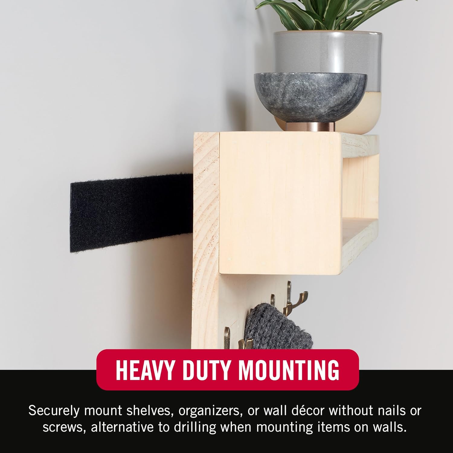 VELCRO Brand Heavy Duty Tape with Adhesive | 15 Ft x 2 In | Holds 10 lbs, Black | Industrial Strength Roll, Cut Strips to Length | Strong Hold for Indoor or Outdoor Use, 15ft x 2in - Image 4