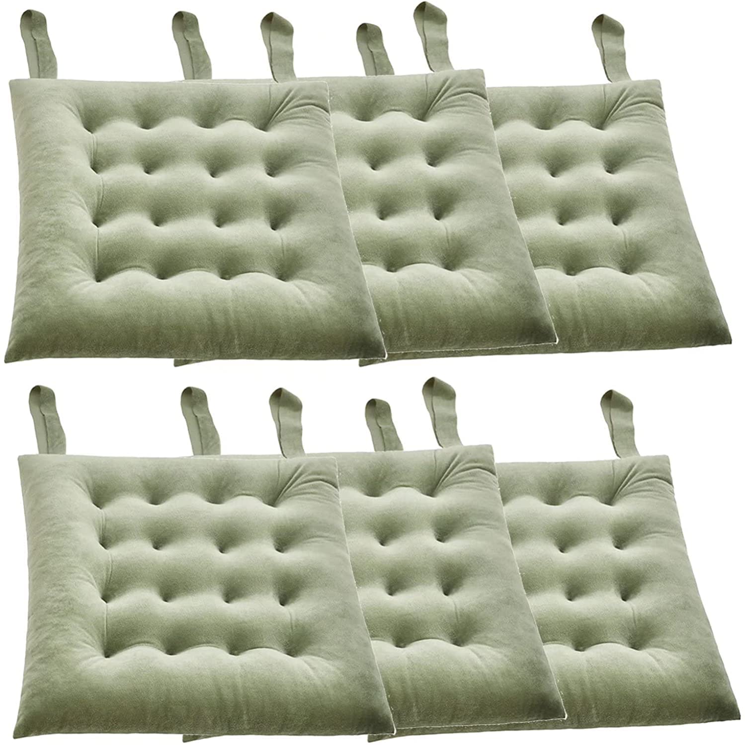 Cojines para sillas de comedor de terciopelo 18x18, juego de 6 almohadillas de cocina